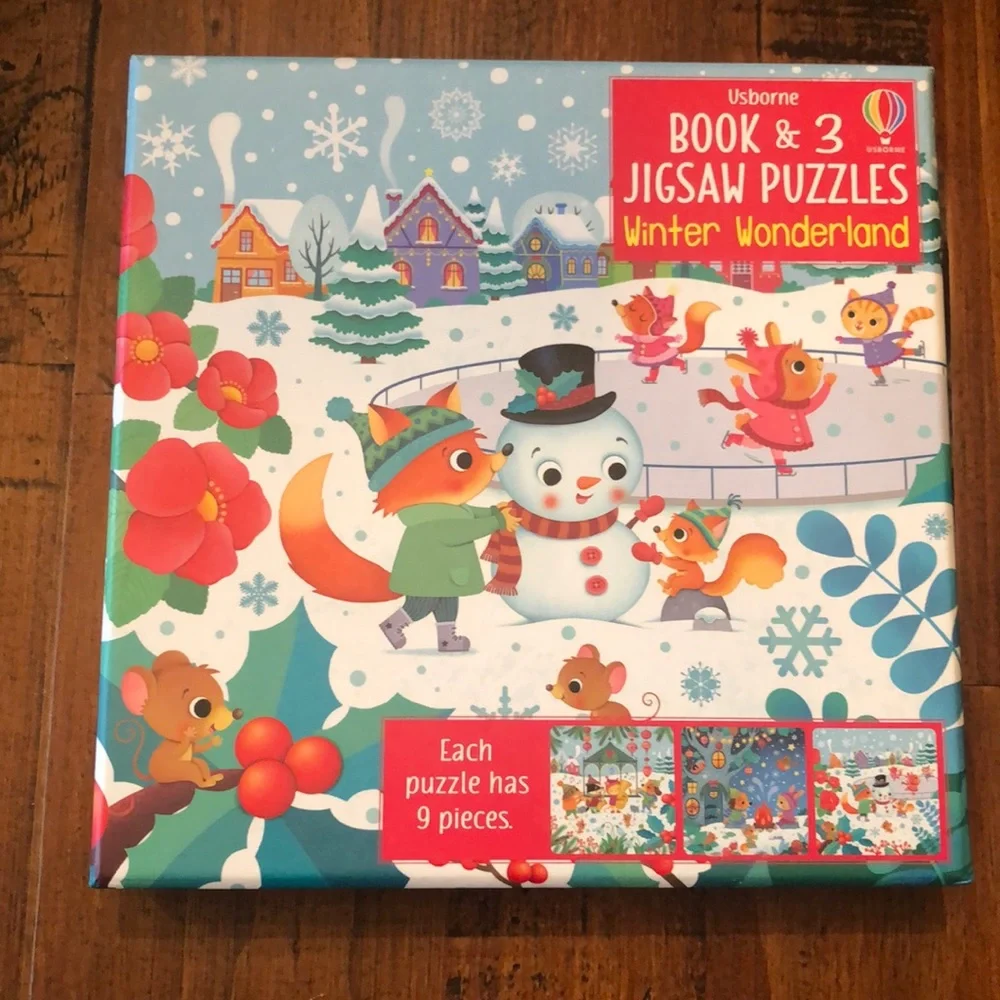 Usborne 3 Puzzles + Book Winter Wonderland Set